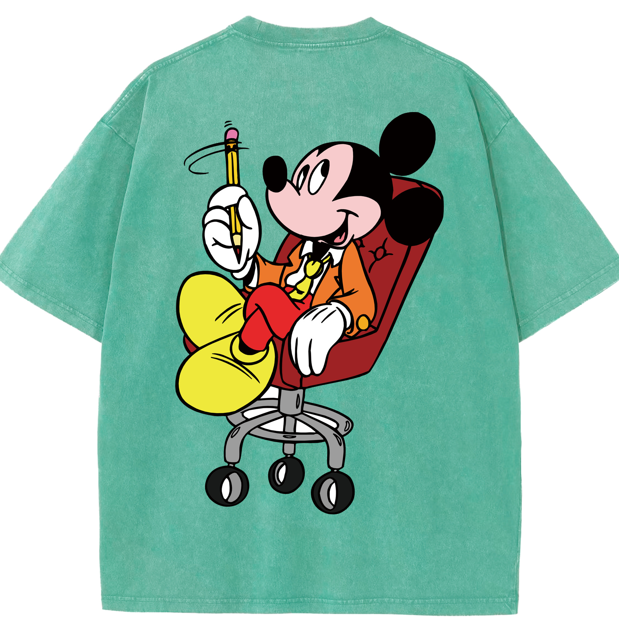 （画像用） ミッキーマウス Mickey Mouse 綿100% ヴィンテージ風 半袖Tシャツ（背面プリント）